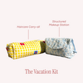 Cotton Quilted Travel Beauty Bundle – Makeup & Hair Tools Organiser Set